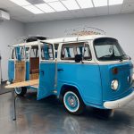 (Coming Soon) 1976 Volkswagen T2 Deluxe Trim Kombi Bay Window Bus, Barn Doors, Samba Roof Racks, Sliding Ragtop Sunroof, Convertible Bed, Flip Down Tables, Side Roof Ladder, Fridge, Sink, Bahama Blue and Ivory White Paint, Brown Reupholstered Interior, Completely Restored Top to Bottom w/37,422km